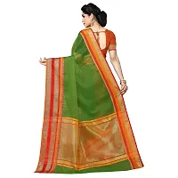 Sidhidata Women's Kota Doria Pure Cotton Saree With Unstiched Blouse Piece (Kangana Green_Green)-thumb2