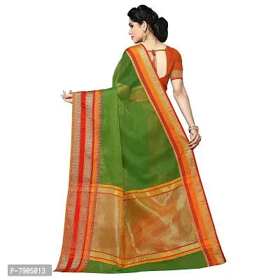 Sidhidata Women's Kota Doria Pure Cotton Saree With Unstiched Blouse Piece (Kangana Green_Green)-thumb3