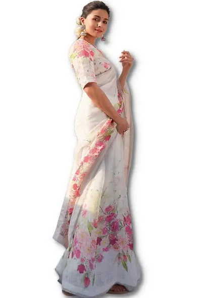 Beautiful Linen Saree with Blouse Piece For Women