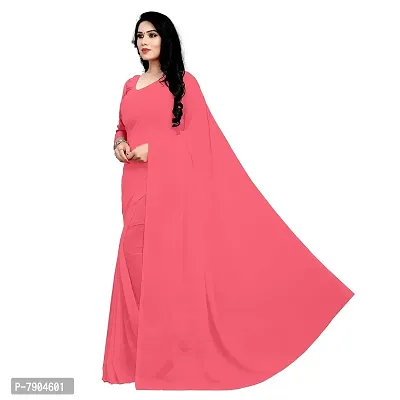 Sidhidata Women's Georgette Saree With Unstiched Blouse Piece (plain pink 701_Baby Pink), Free Size-thumb2