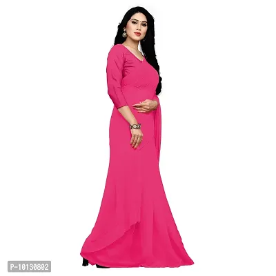 Beautiful Georgette Solid Saree With Blouse Piece For Women-thumb4