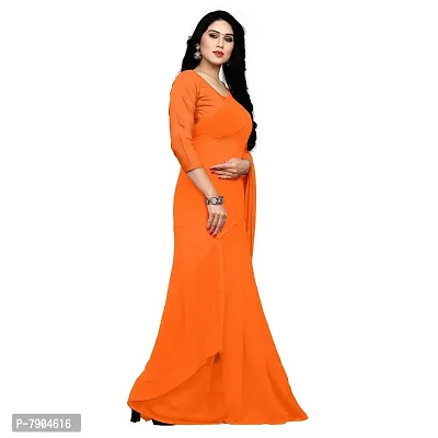 Sidhidata Women's Pure Georgette Saree With Blouse Piece (plain orange_Orange), Free Size-thumb4