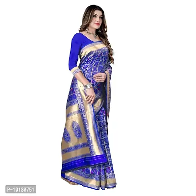 Beautiful Silk Blend Woven Design Saree With Blouse Piece For Women-thumb4