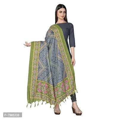 Sidhidata Women's Bandhani Printed Khadi Cotton Silk Dupatta (Dup Bandhej Green_Green_2.25 Mtr)