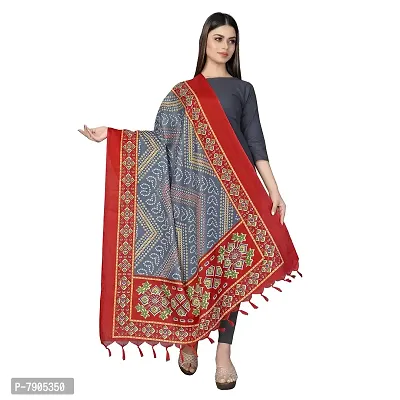 Sidhidata Women's Bandhani Printed Khadi Cotton Silk Dupatta (Dup Bandhej Red_Red_2.25 Mtr)