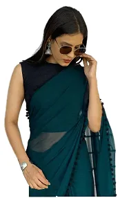 Beautiful Georgette Solid Saree With Blouse Piece For Women-thumb2