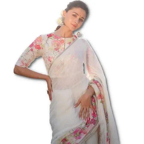 Alluring Linen Saree with Blouse piece 