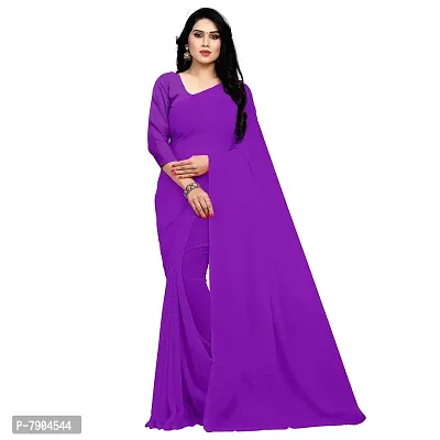 Sidhidata Women's Georgette Saree With un-stitched Blouse Piece (plain purple 732_Purple), Free Size