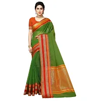 Sidhidata Women's Kota Doria Pure Cotton Saree With Unstiched Blouse Piece (Kangana Green_Green)-thumb1