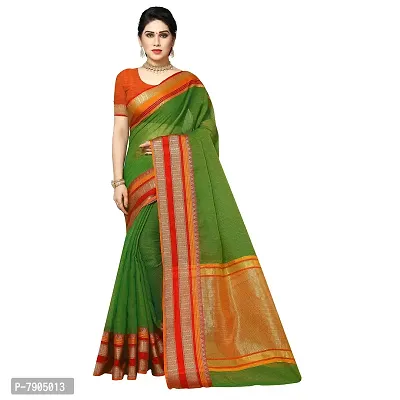 Sidhidata Women's Kota Doria Pure Cotton Saree With Unstiched Blouse Piece (Kangana Green_Green)-thumb2