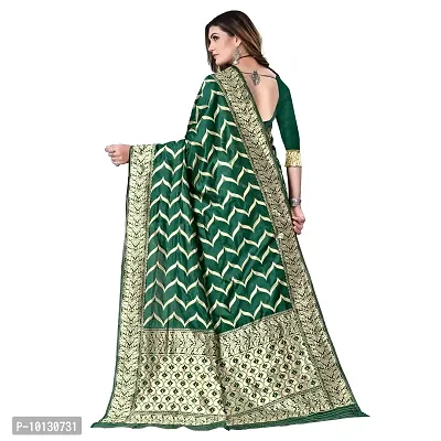 Beautiful Silk Blend Woven Design Saree With Blouse Piece For Women-thumb3