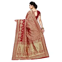 Sidhidata Textile Women's Kanjivaram Banarasi Jacquard Silk Saree With Blouse Piece (Red)-thumb2