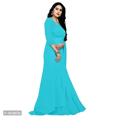 Beautiful Georgette Solid Saree With Blouse Piece For Women-thumb4