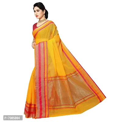 Sidhidata Textile Women's Cotton Temple Border Kota Doria Manipuri Saree with Blouse Piece (Gold)-thumb5