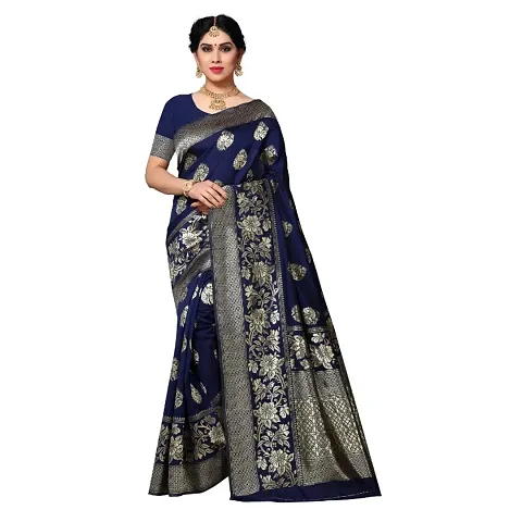 Stylish Banarasi Jacquard Silk Sarees with Blouse Piece