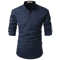 EDINWOLF Cotton Men's Casual Shirt - Dark Blue-thumb1