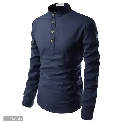 EDINWOLF Cotton Men's Casual Shirt - Dark Blue (38)-thumb4