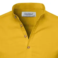 EDINWOLF Men Cotton Blend Zip Kurta (Yellow) - L-thumb3