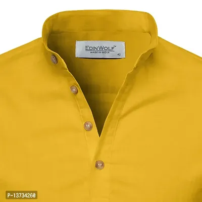 EDINWOLF Men Cotton Blend Zip Kurta (Yellow) - L-thumb4