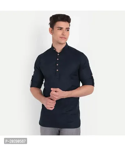 Classic Cotton Solid Short Kurtas for Men