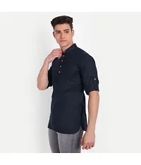 Classic Cotton Solid Short Kurtas for Men-thumb1