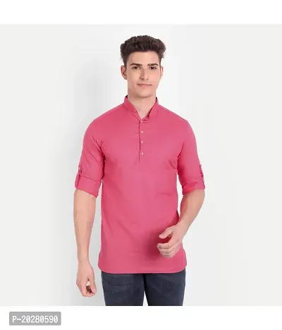 Classic Cotton Solid Short Kurtas for Men-thumb0