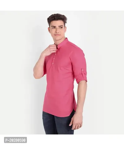 Classic Cotton Solid Short Kurtas for Men-thumb2