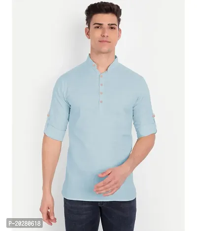 Classic Cotton Solid Short Kurtas for Men