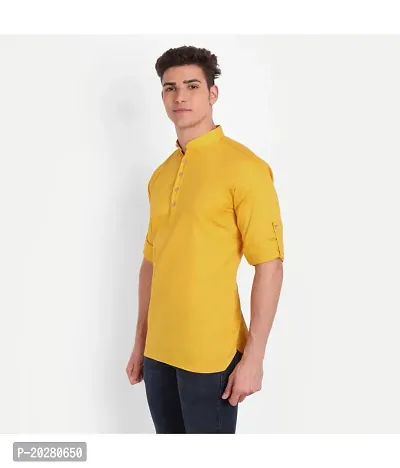 Classic Cotton Solid Short Kurtas for Men-thumb2