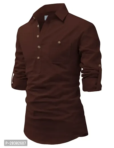 Classic Cotton Solid Short Kurtas for Men