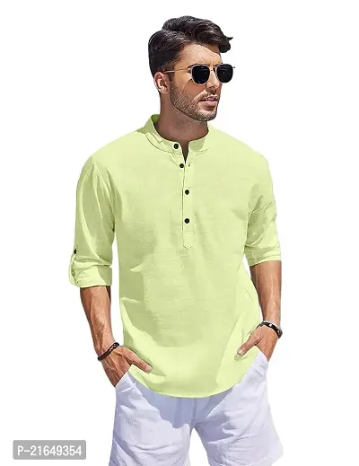 Classic Cotton Solid Short Kurtas for Men-thumb3