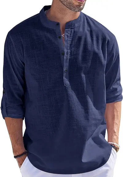 ZAKOD Men's Cotton Full Sleeve Short Kurta Shirt with Mandarin Collar| Attractive Colour,||Available Sizes M=38,L=40,XL=42