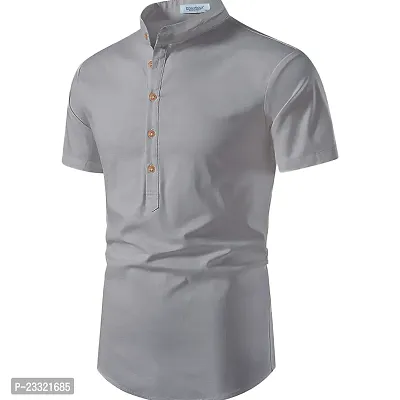 Classic Cotton Solid Short Kurta for Men-thumb3