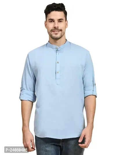 Classic Cotton Solid Short Kurta for Men