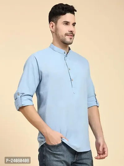 Classic Cotton Solid Short Kurta for Men-thumb5