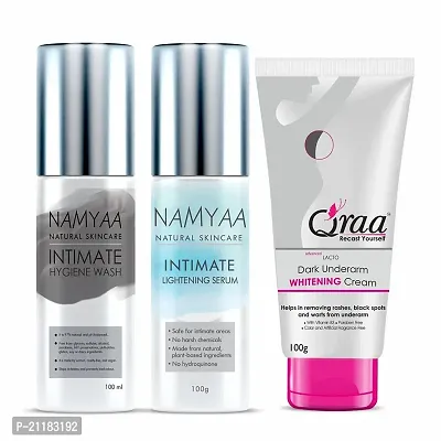 Namyaa Complete Intimate Care Set (Lightening Intimate Serum, 100 g with Intimate Wash, 100 g and Advanced Lacto Underarm Cream, 100 g)