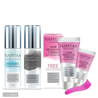 Namyaa Intimate Care Kit- Intimate Lightening Serum, Intimate Wash, Bikini Line Hair Removal Cream | Set of 3