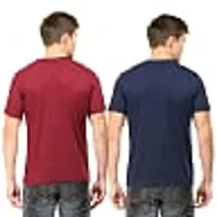 Elegant Multicoloured Cotton Solid Round Neck Tees For Men- Pack Of 2-thumb1