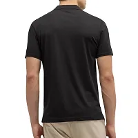 Trendy Black Cotton Blend Solid Polo Collar T-shirt-thumb2