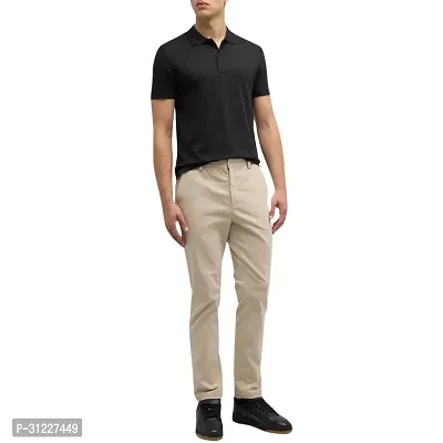 Trendy Black Cotton Blend Solid Polo Collar T-shirt-thumb2