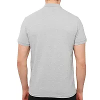 Grey Melange Solid Men Polo Collar T-shirt-thumb3