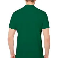 Green Solid Men Polo Collar T-shirt-thumb1