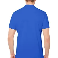 Blue Solid Men Polo Collar T-shirt-thumb1