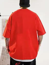 Elegant Cotton Blend Red Oversized T-Shirt for Men-thumb1