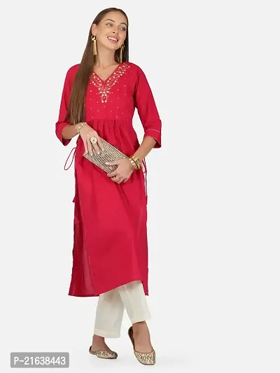 Nyra Cut Embroidered Kurta with Pant Set for Women-thumb0
