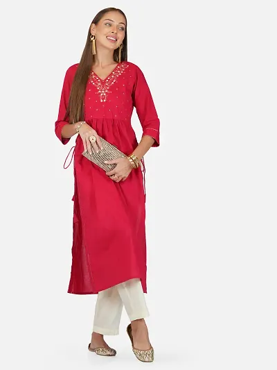 Nyra Cut Embroidered Kurta with Pant Set for Women