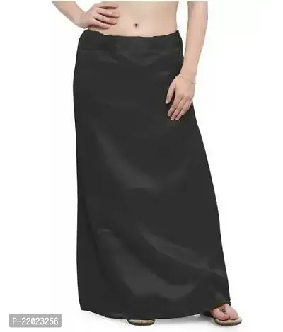 Reliable Black Satin Solid Semi-Stitched Patticoats For Women-thumb0