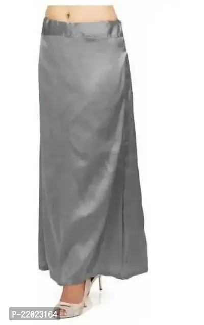 Reliable Grey Satin Solid Semi-Stitched Patticoats For Women