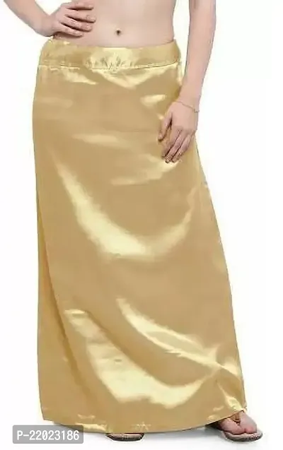 Reliable Golden Satin Solid Semi-Stitched Patticoats For Women