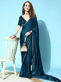 Beautiful Satin Saree With Blouse Piece for Women-thumb2